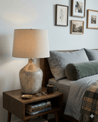 Taupe Distressed Table Lamp - Marble Lotus - Taupe Distressed Table Lamp