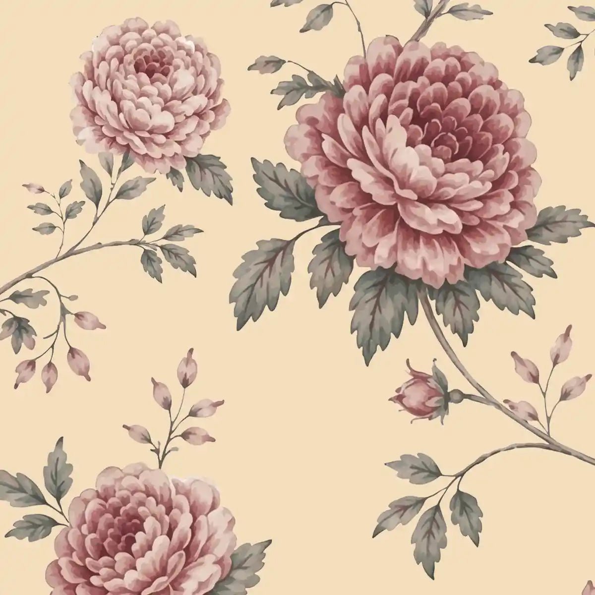 The Rose Heritage, English Floral Wallpaper - Marble Lotus - The Rose Heritage, English Floral Wallpaper