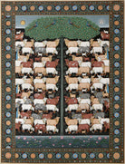 The Sacred Herd - Marble Lotus - The Sacred Herd - Marble Lotus - Pichwai Painting of Cows with Ornamental Floral Motifs | The Sacred Herd | Indian Art
