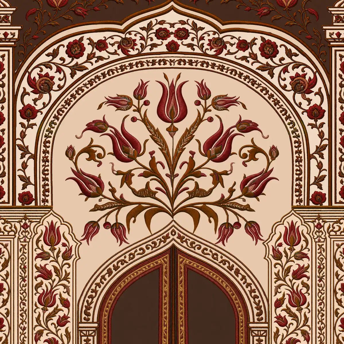 Turkey Customised Wallpaper Maroon - Marble Lotus - Turkey Customised Wallpaper Maroon