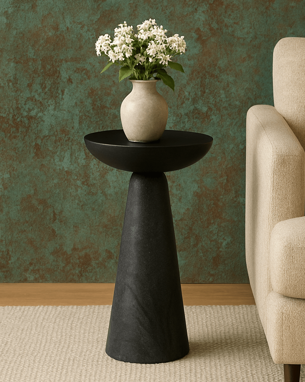 Twin Drink Table - Black - Marble Lotus - Twin Drink Table - Black