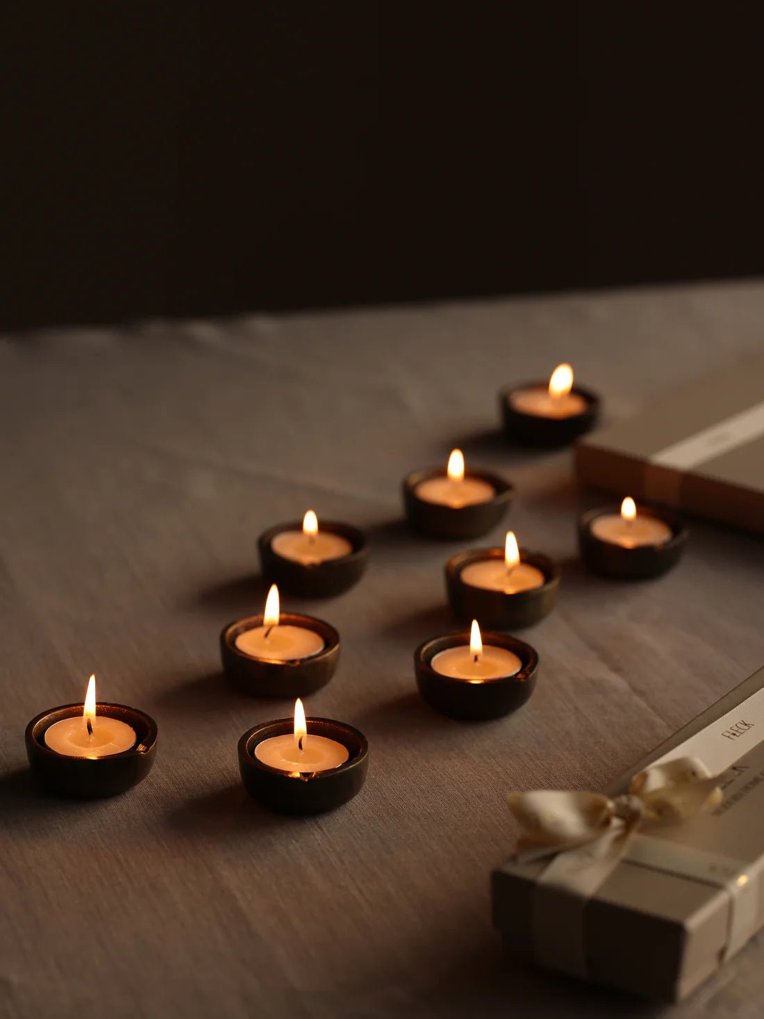 Umbra Tealight Holders, Set of 9 - Marble Lotus - Umbra Tealight Holders, Set of 9 - Marble Lotus
