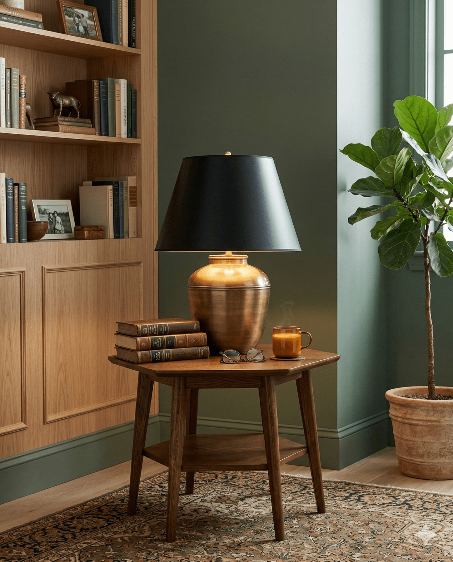Vaughan Lamp - Antique Brass - Marble Lotus - Vaughan Lamp - Antique Brass