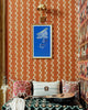 VINTAGE IKAT Apricot Wallpaper - Marble Lotus - Vintage Ikat Apricot Wallpaper