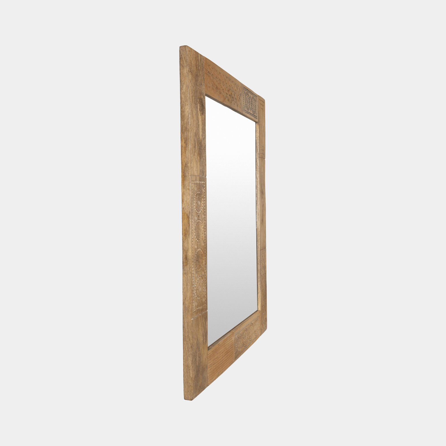 Vintage Wooden Heritage Mirror - Marble Lotus - Vintage Wooden Heritage Mirror