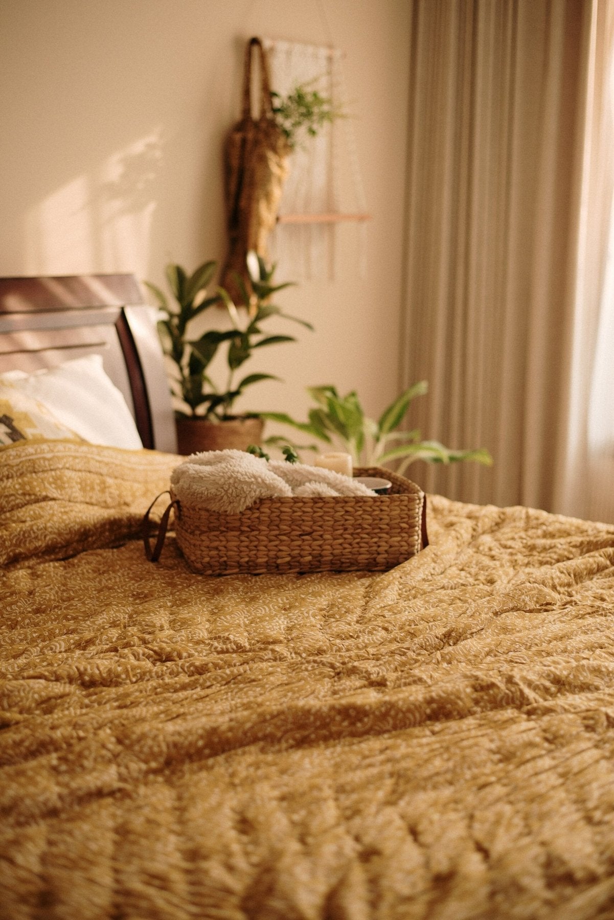 Zaal Block Printed Quilt - Marble Lotus - Zaal Block Printed Quilt