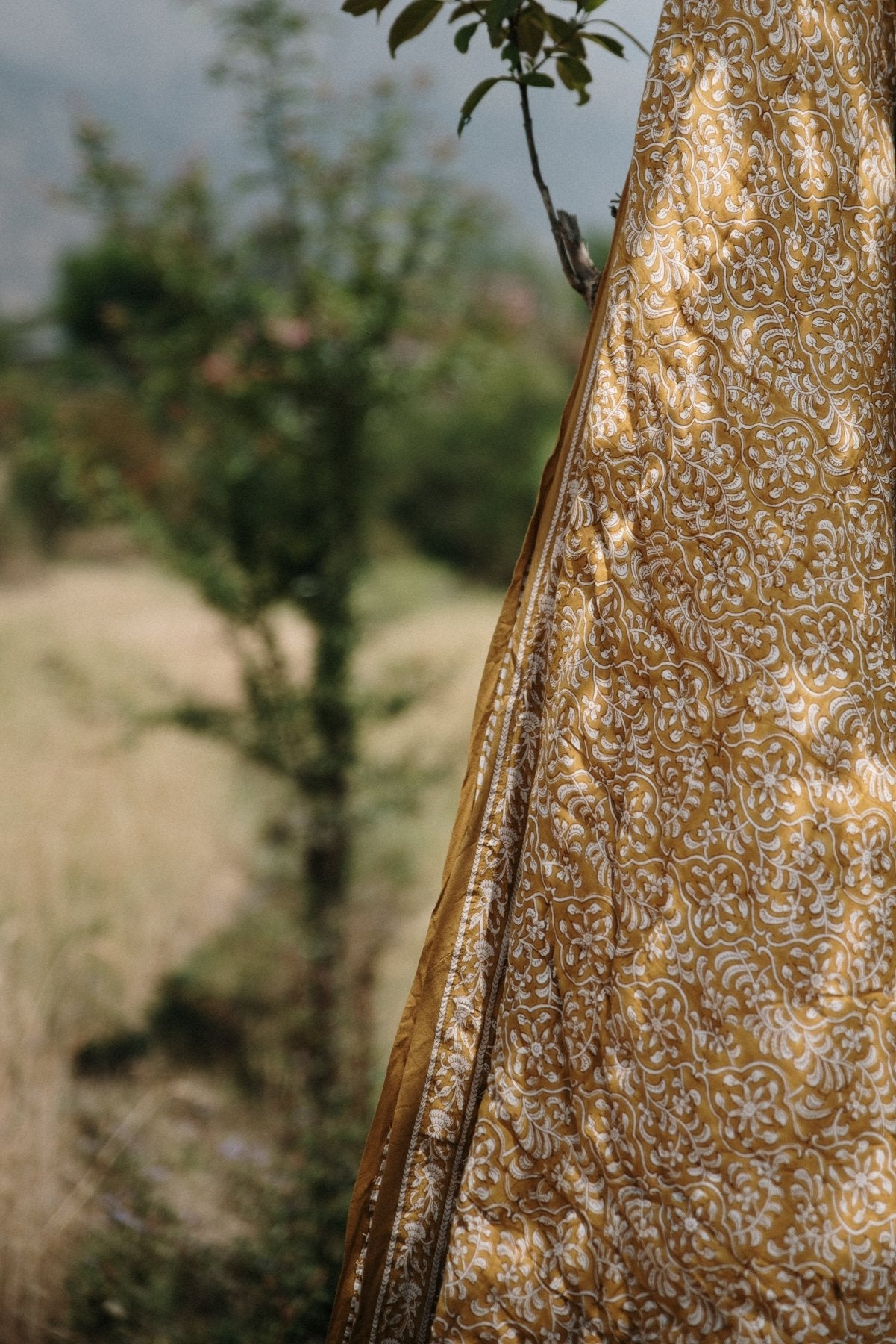 Zaal Block Printed Quilt - Marble Lotus - Zaal Block Printed Quilt